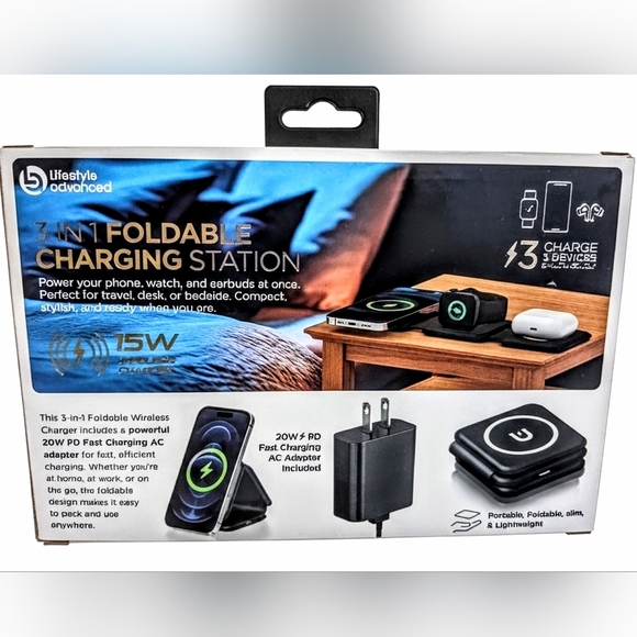 Nib Lifestyle advanced foldable 3 in 1 cellphone charging station + adaptor - Picture 2 of 2